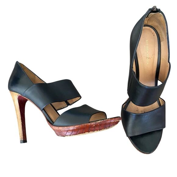 Bottega Veneta Black Leather Strap Zipper Heeled Sandal Heels size 39 size 9 - Picture 14 of 14
